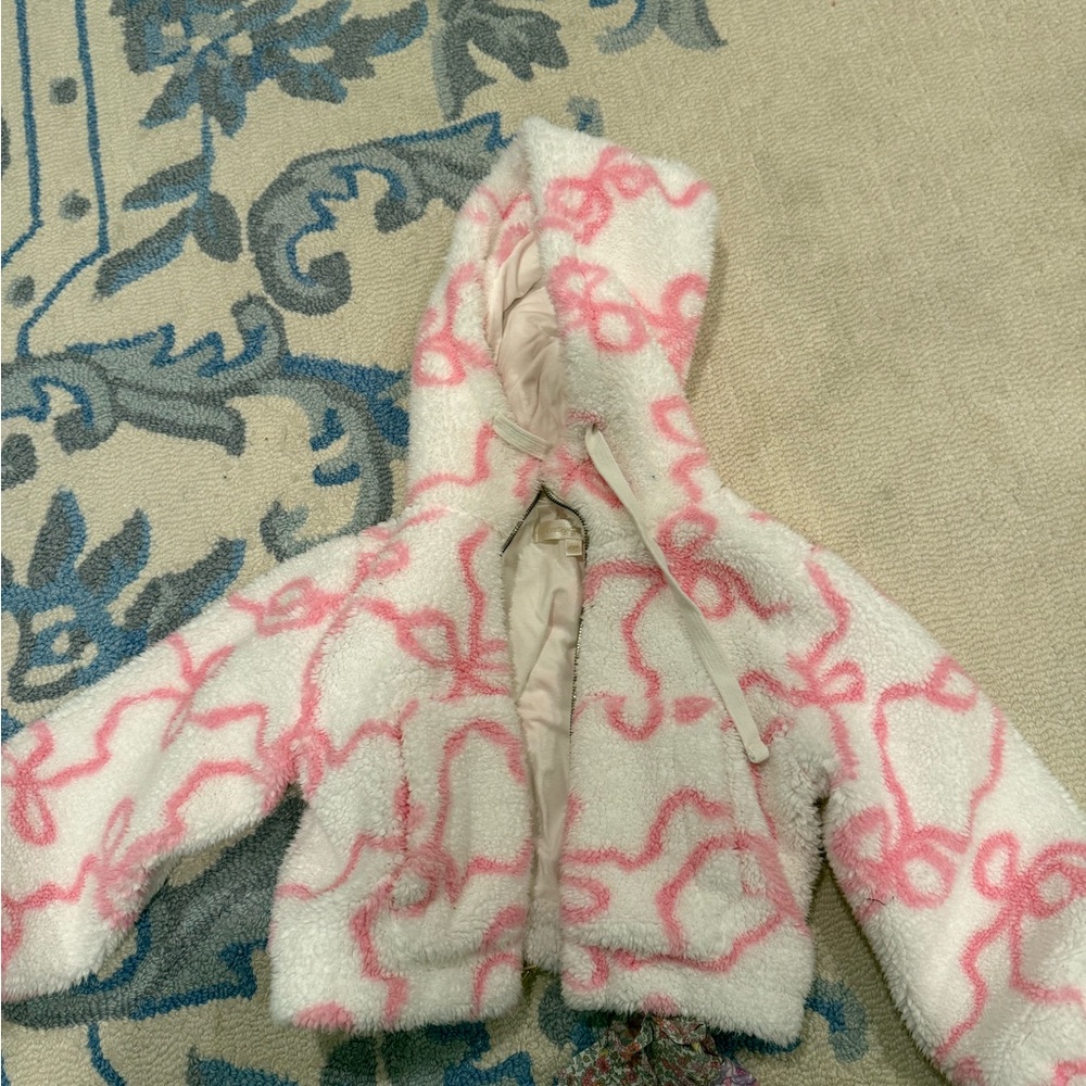 Love Shack Fancy Cozy Pink and White Kids Jacket die 3/4 worn once!